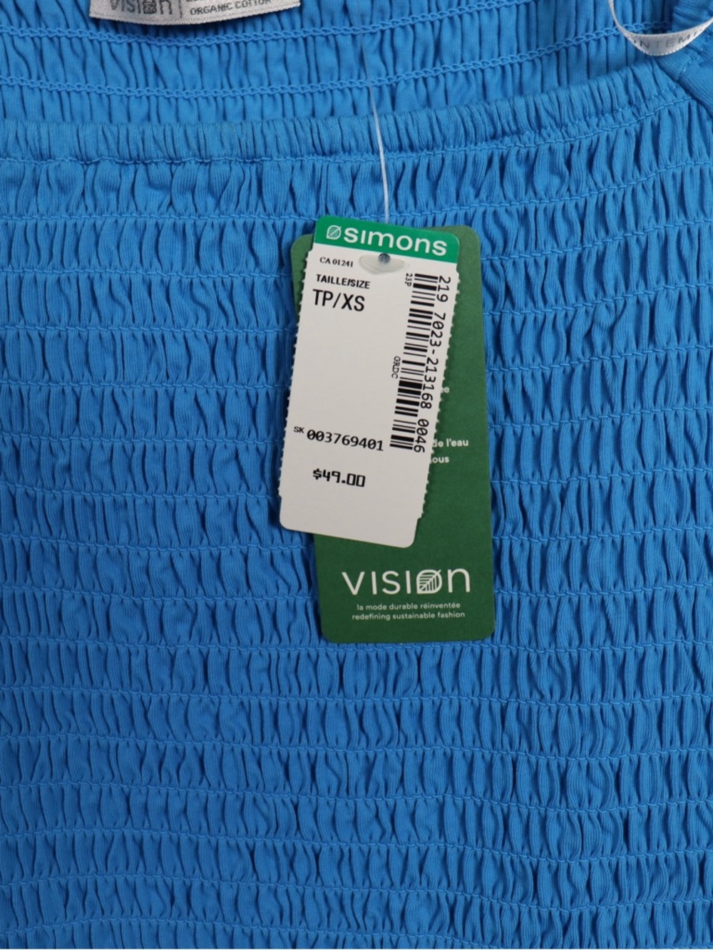 Contemporaine Smocked Puff Sleeve Top Blue Size Small NWT - Picture 6 of 9